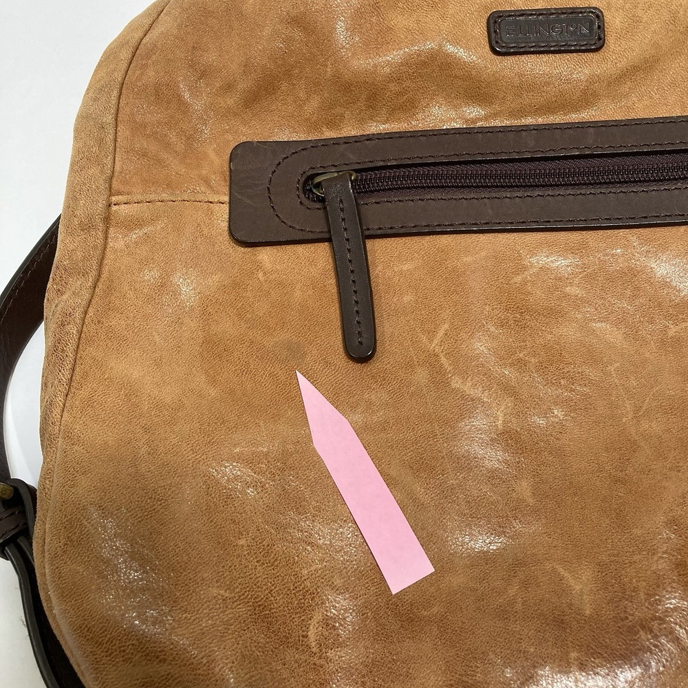 ELLINGTON Italian Leather Shoulder Bag Hobo Purse Tan Brown Boho Minimalist - Picture 8 of 11